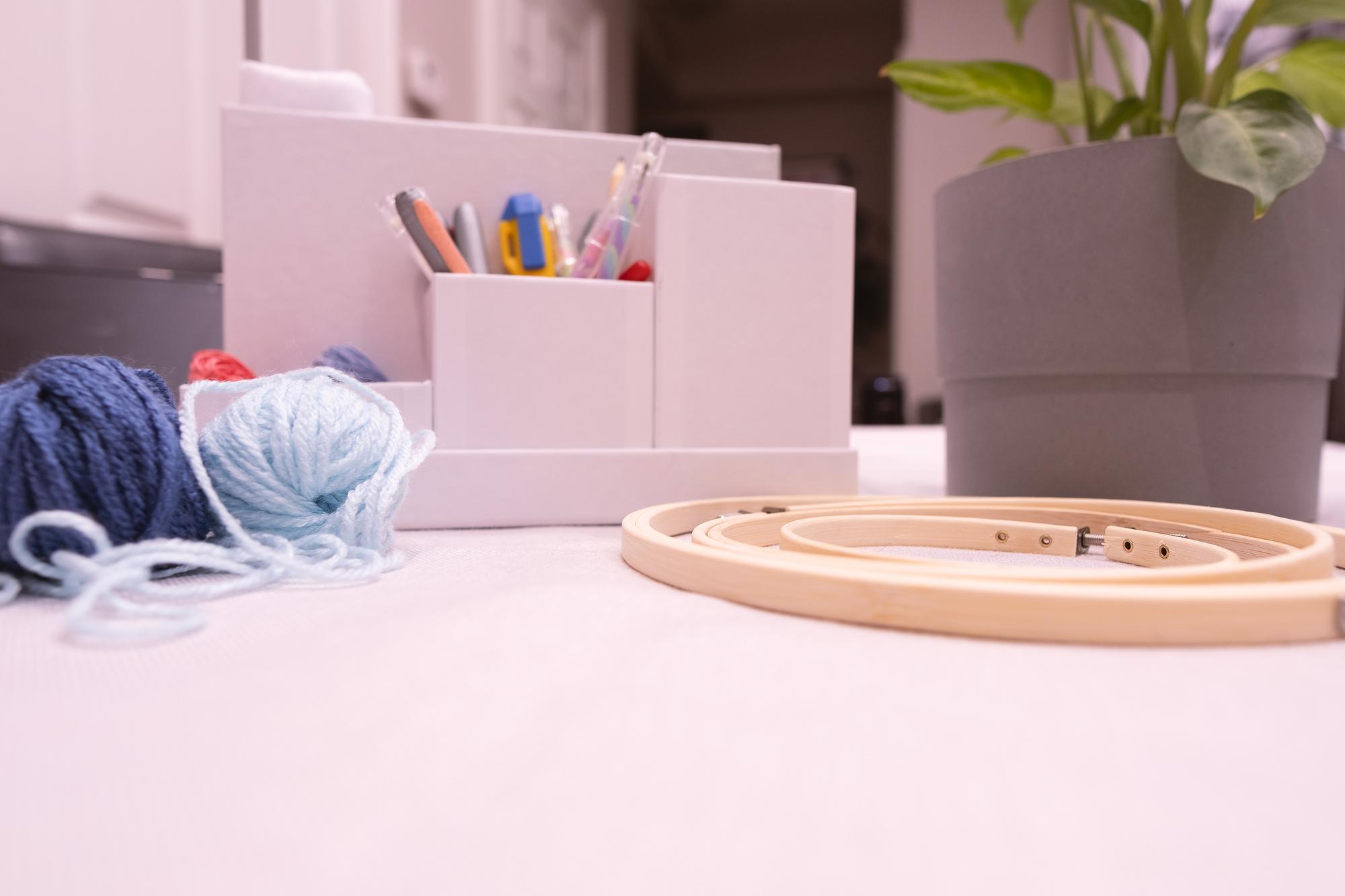 Cozy embroidery workshop interior