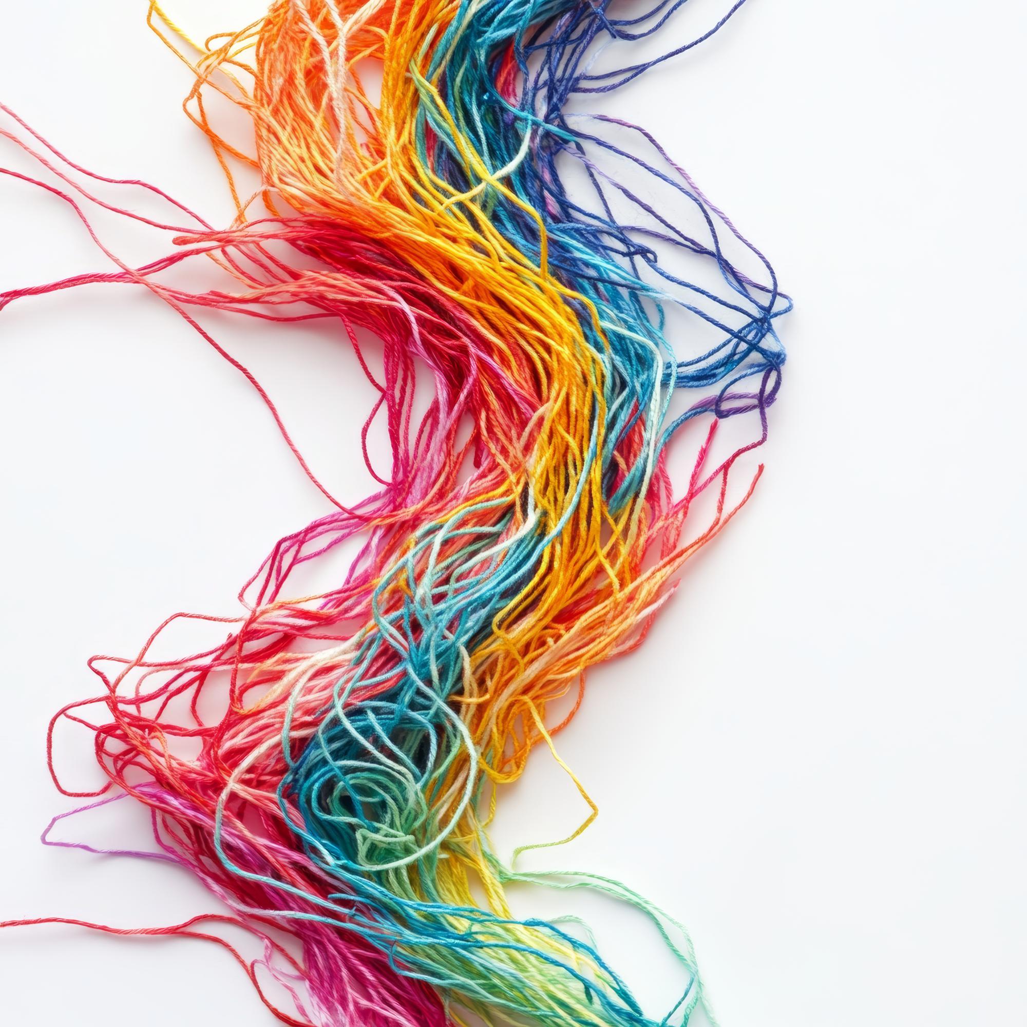 Close-up of colorful thread stitches